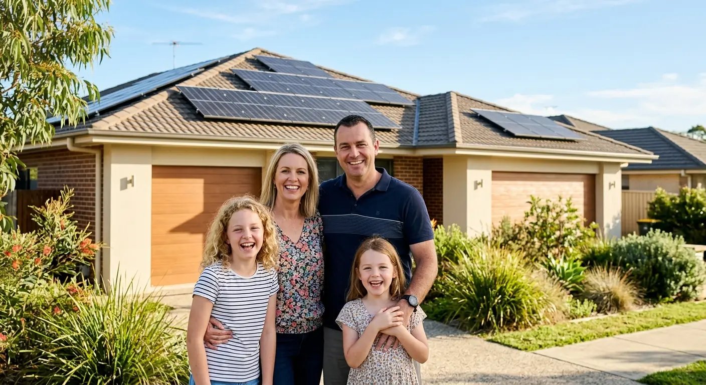 Happy Australian family with solar
